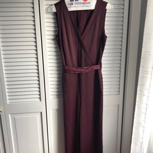 Burgundy satin jumpsuit